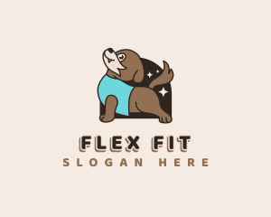 Dog Yoga Stetching logo design