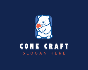 Bear Ice Cream Cone logo design