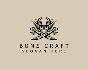 Skull Bone Knife Weapon logo design