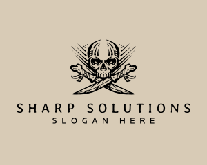 Skull Bone Knife Weapon logo design