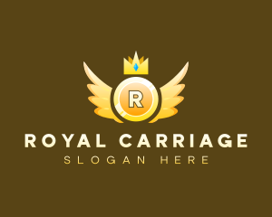 Coin Wings Crown logo design