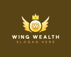 Coin Wings Crown logo design