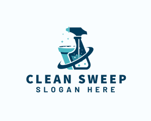 Cleaning Spray Sanitation logo design