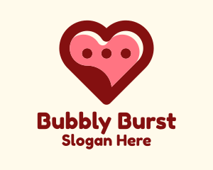 Lovely Heart Message Bubble logo design