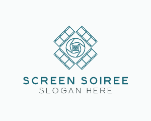 Movie Film Strip Lens logo design