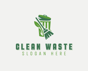 Trash Sanitation Broom logo design