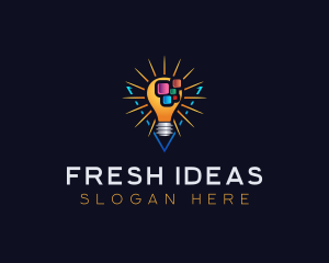 Pixel Idea Lightbulb logo design