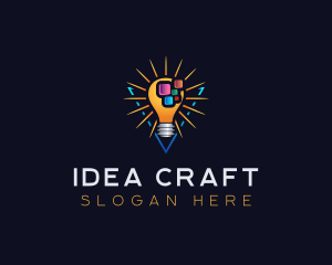 Pixel Idea Lightbulb logo design