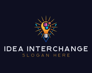 Pixel Idea Lightbulb logo design