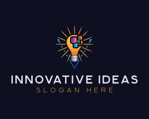 Pixel Idea Lightbulb logo design