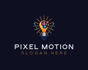 Pixel Idea Lightbulb logo design