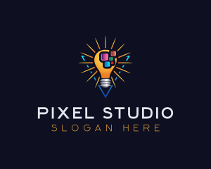 Pixel Idea Lightbulb logo design