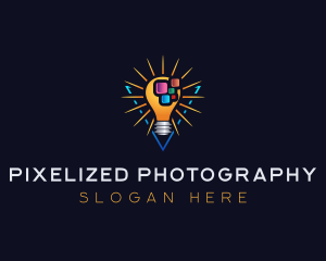 Pixel Idea Lightbulb logo design