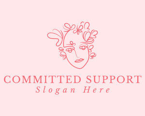 Pink Face Butterfly logo design