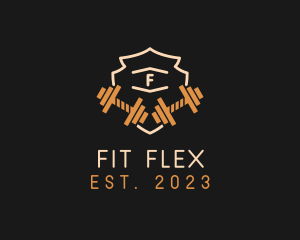 Dumbbell Training Gym Shield  logo design