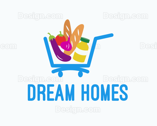 Grocery Supermarket Cart Logo