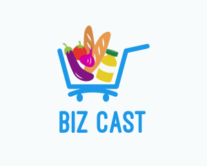 Grocery Supermarket Cart Logo