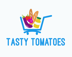 Grocery Supermarket Cart logo design