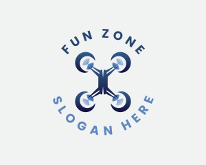 Flying Quadcopter Drone Logo