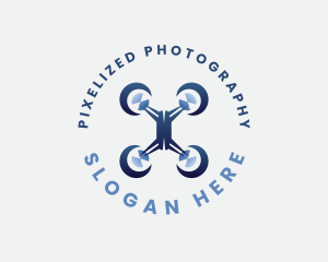 Flying Quadcopter Drone logo design