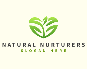 Heart Plant Nature logo design