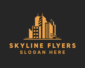 Orange Building Skyline logo design