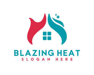 Heating Cooling House Roof logo design