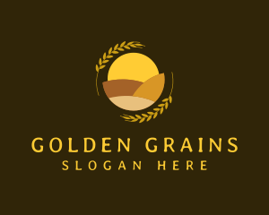 Sunset Field Wheat Grain logo design