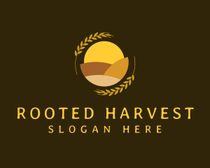 Sunset Field Wheat Grain logo design