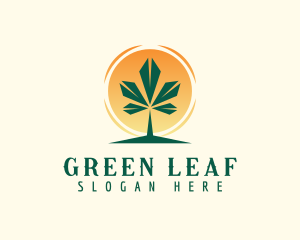 Weed Leaf Sunrise logo design