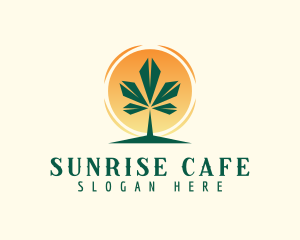 Weed Leaf Sunrise logo design