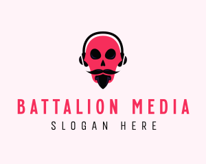 Skull Headphones Media logo design