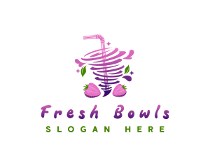 Strawberry Juice Drink logo design