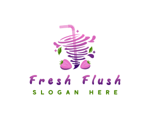 Strawberry Juice Drink logo design