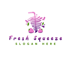 Strawberry Juice Drink logo design