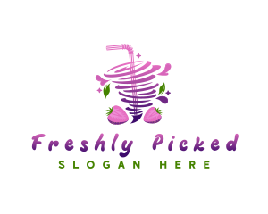 Strawberry Juice Drink logo design