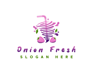 Strawberry Juice Drink logo design