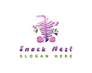 Strawberry Juice Drink logo design