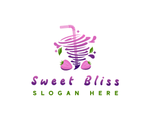 Strawberry Juice Drink logo design