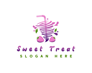 Strawberry Juice Drink logo design