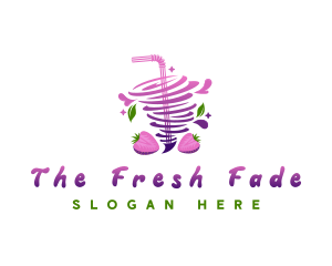 Strawberry Juice Drink logo design