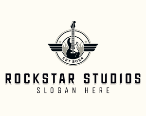 Punk Guitar Rockstar logo design