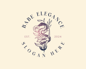 Elegant Boho Snake Flower logo design