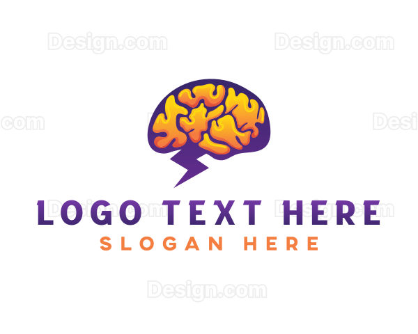 Brain Lightning Mind Logo