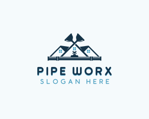 Plunger Pipes Plumbing logo design