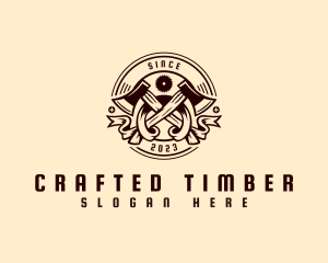 Axe Saw Tool Lumberjack logo design