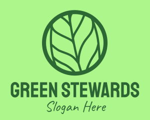 Green Leaf Badge logo design