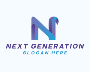 Gradient Modern Letter N logo design