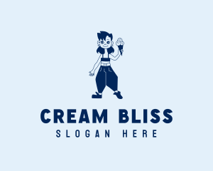 Ice Cream Dessert Girl logo design