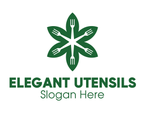 Green Flower Fork logo design